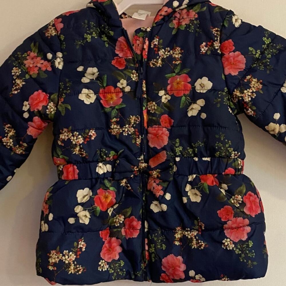 Little Me Floral 4T Quilted Puffer Jacket Warm Cozy Cottagecore - Picture 2 of 5